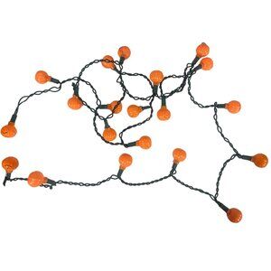 Halloween Jack o Lantern Ghost Vintage String Light 10 Plastic Blow Mold Pumpkin